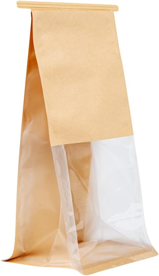 პაკეტი ქაღალდის ფანჯრით კრაფტი (Kraft Resealable Bakery Bags With Windows)