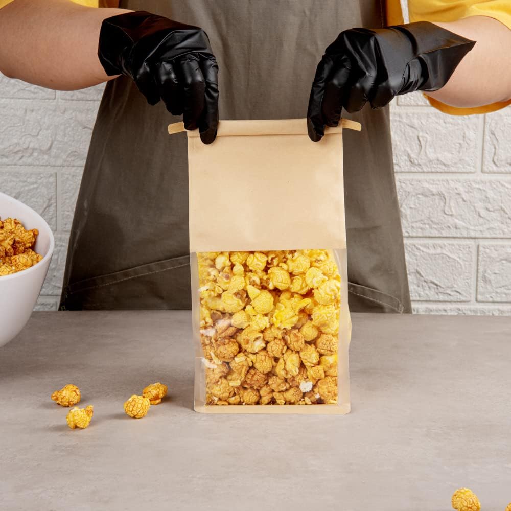 პაკეტი ქაღალდის ფანჯრით კრაფტი (Kraft Resealable Bakery Bags With Windows)