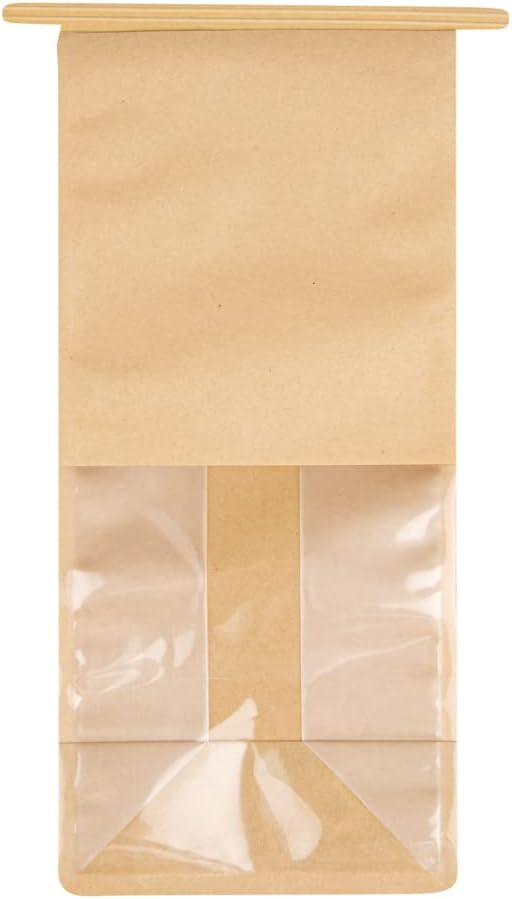 პაკეტი ქაღალდის ფანჯრით კრაფტი (Kraft Resealable Bakery Bags With Windows)