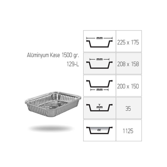 ალუმინის ფოლგის კონტეინერი 1500 გრ