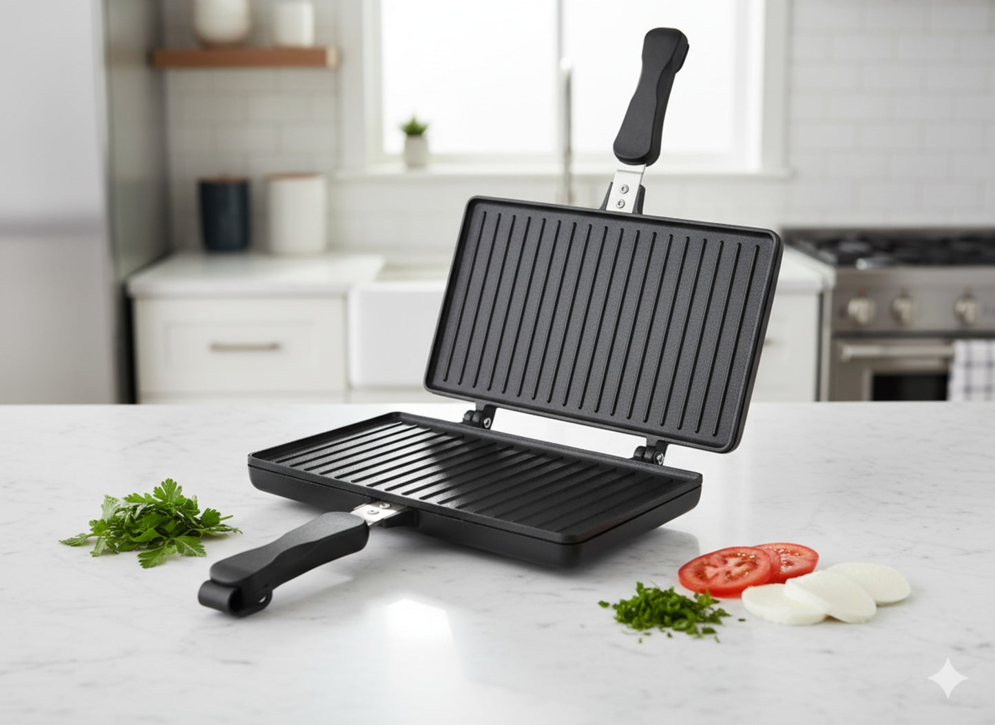 ხელის სენდვიჩ ტოსტერი 24*17 სმ ხელის სენდვიჩის ტოსტერი